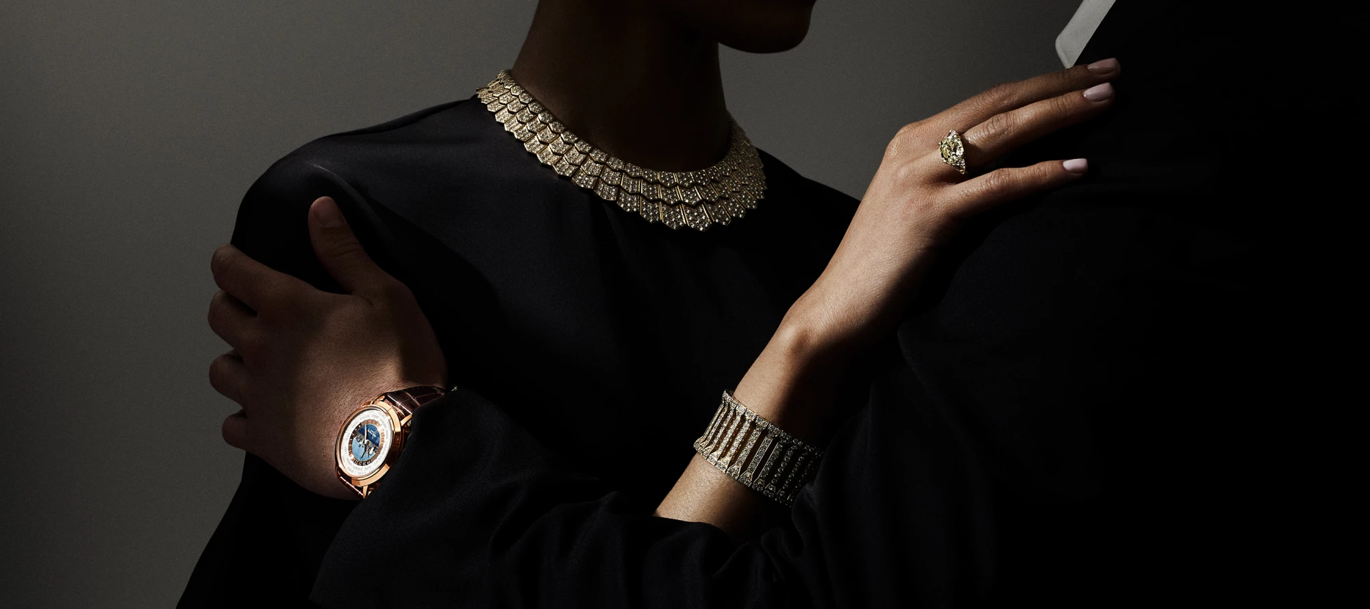 Sotheby's Luxury Week Spring 2023 advertisement featuring luxury necklace, bracelet and watch